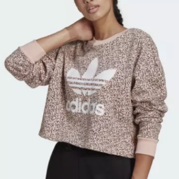 adidas Her Studio London Trefoil French Terry Animal Print Sweatshirt Size M - Picture 1 of 16